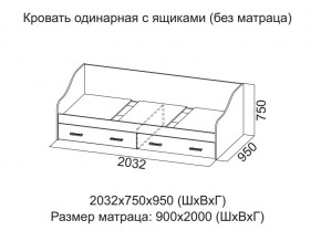 Кровать одинарная с ящиками (Без матраца 0,9*2,0) в Озёрске - ozyorsk.magazin-mebel74.ru | фото