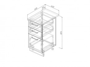 Н3Я 40 Модуль нижний Без Столешницы 3 ящика МН3Я 40 в Озёрске - ozyorsk.magazin-mebel74.ru | фото