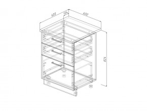 Н3Я 60 Модуль нижний Без Столешницы 3 ящика МН3Я 60 в Озёрске - ozyorsk.magazin-mebel74.ru | фото