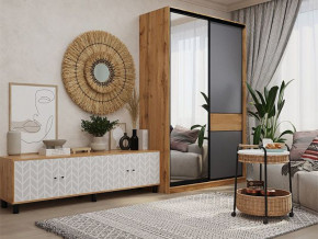 Шкаф-купе SLIM 2-хдверный BS15-6.ZD с зеркалом дуб вотан-черный муар в Озёрске - ozyorsk.magazin-mebel74.ru | фото